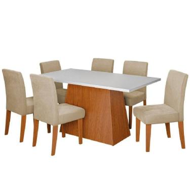 Imagem de Conjunto Sala De Jantar Mesa 1,60m Trento 6 Cadeiras Trieste