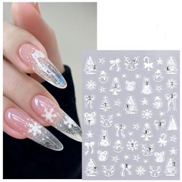 Imagem de 1 peça de adesivos de unhas de gel semicurado para mulheres - Adesivos de unhas de Natal texturizados 5D para salão de beleza para acessórios DIY