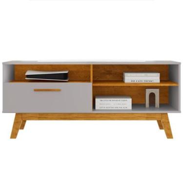 Imagem de Rack Bancada Tv 55 Pol 136 Cm Paladio Off White Naturalle Bechara - BE