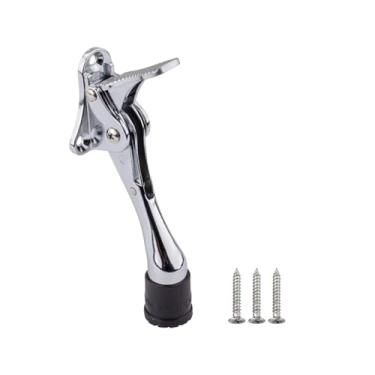 Imagem de Primero Basics Rolha de porta, batente de porta de 10 cm – Suporte de porta cromado resistente com base de borracha antiderrapante, batente de porta durável para parte inferior da porta, para casa