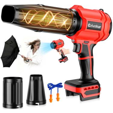 Imagem de Soprador de folhas sem fio pequeno para baterias Milwaukee de 18 V (sem bateria), sopradores de ar com ventilador de jato alimentado por bateria portátil com luz LED e 2 bocais, limpador de velocidade