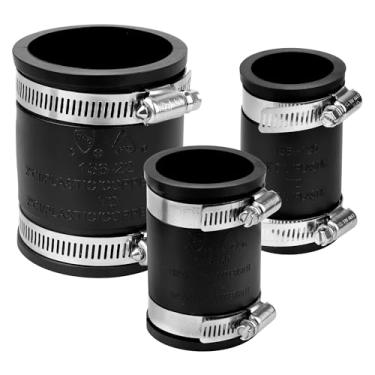 Imagem de Substituição do conector de acoplamento flexível, para tubos nominais de 1-1/5.1 cm ou 1-1/10.2 cm ou 5.1 cm, acoplamento flexível de tubo de condensado de PVC com braçadeiras de mangueira de aço
