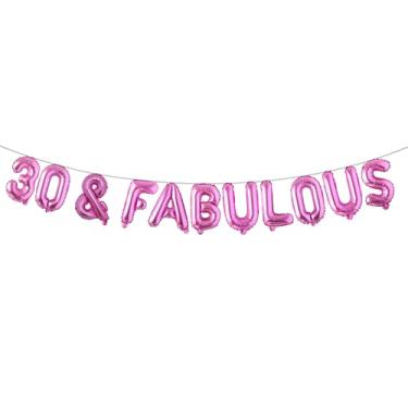 Imagem de 30 & Fabulous Banner Balão, Engraçado Multicolorido Glitter Decorações de Festa para 30º Aniversário/Aniversário Suprimentos de Decorações de Festa (30 & FABULOSO Rosa Vermelho)