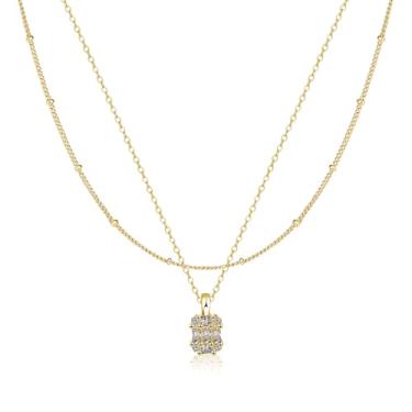 Imagem de Kyerlyn Colares de diamante para mulheres, colar delicado banhado a ouro 14 k minimalista CZ colar simples gargantilha de diamante para mulheres joias da moda presentes para meninas, Latão, Zircão