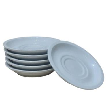 Imagem de Kit Jogo Conjunto 6 Pires para Xícaras de Café e Chá - Porcelana Branc