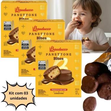 Imagem de Kit 3 Panettone Bauducco Bites 107 gramas Pedaços de panetone cobertos