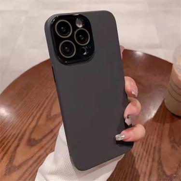 Imagem de Capa protetora de lente de cobertura total fosca simples para iPhone 16, 15, 14, 13, 12, 11 Pro Max Plus, capa rígida de PC ultrafina, cinza, para iPhone 12Pro Max