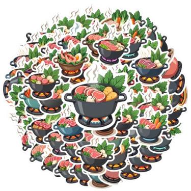 Imagem de 70 peças de adesivos de comida hotpot deliciosos para mala, geladeira, telefone, bagagem, laptop, guitarra, carro, adesivos, brinquedos, laptop, bagagem, scrapbook, diário