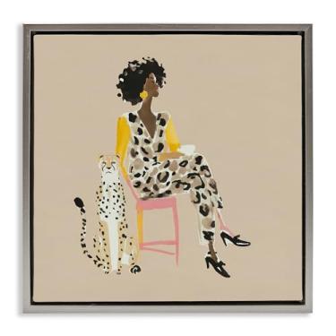 Imagem de Stupell Industries Arte de parede Savage Chic Glam com estampa de leopardo dourado flutuante, design de Svetlana Aleynikova, 63 x 63 cm