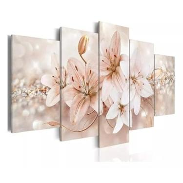 Imagem de Kit quadro decorativo 5 peças 95x60cm Orquídea Rose Gold