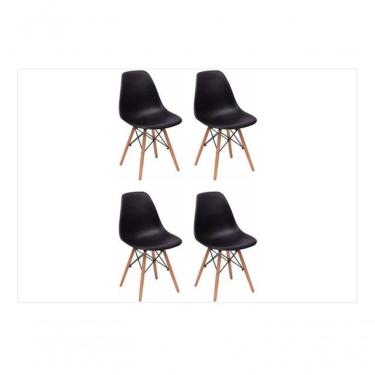 Imagem de Conjunto 4 Cadeiras Charles Eames Eiffel Concha Fixa - Preto