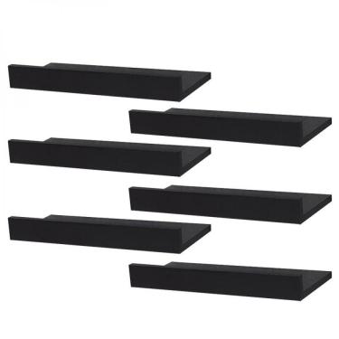 Imagem de Kit 6 Prateleiras Porta Quadros 40 x 10cm Preta
