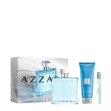 Imagem de Kit Azzaro Chrome Masculino - Edt 100ml + Hair & Body Shampoo 75ml + Miniatura 10ml
