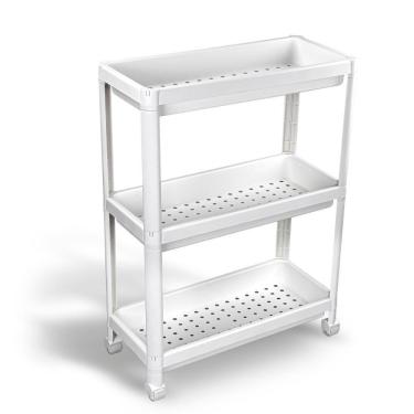 Imagem de Estante Organizadora Larga Plástica Multiuso Com 3 Prateleiras Branca Log Ordene