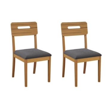 Imagem de Cadeira Sala De Jantar Lila 2cmm011ca Premium Madeira Maciça Kit 2 Un Carvalho/boucle Grafite - Kappesberg