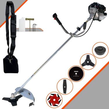 Imagem de Roçadeira Aparador de Grama Toyama TBC43-H À Gasolina Motor 2T 43cc 1,7HP Completa 5 Opções de Corte Com Facas 2 Pontas, 3 Pontas, 6 Pontas, 80 Dentes