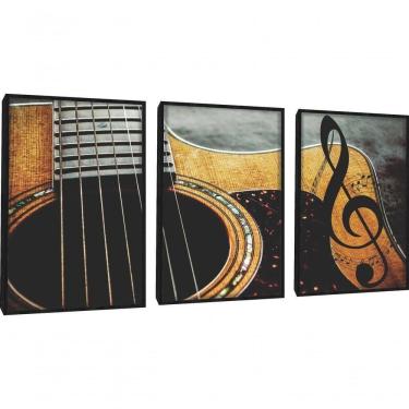 Imagem de Quadro Decorativo Violão Com Moldura Preto