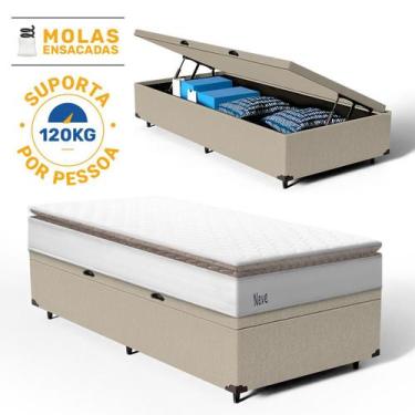 Imagem de Cama Box Baú com Colchão de Molas Ensacadas Pillow Top Neve Solteiro 8