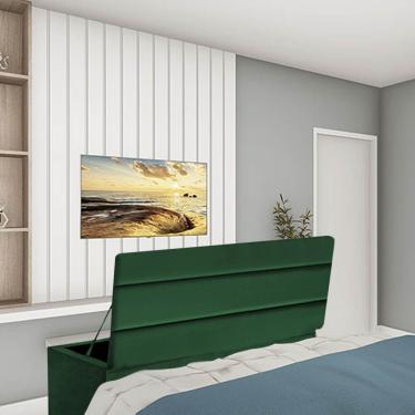 Imagem de Calçadeira Baú Recamier Estofada Cama King 190cm Argentina Suede Verde- Mabe Magazine
