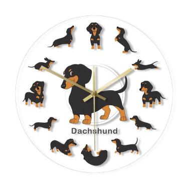 Imagem de Relógio de parede Dachshund Cartoon Design 30 cm de plástico sem tique-taque