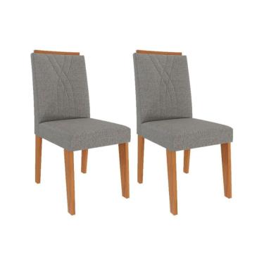 Imagem de Cadeira De Cozinha Nicole Kit 2 Un Cinamomo-linho Grafite - Cimol