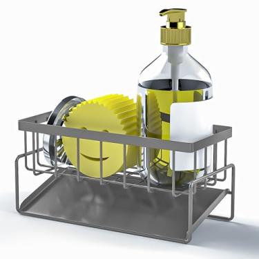 Imagem de Epritliber Suporte de esponja para pia de cozinha, organizador de pia, itens essenciais de cozinha para escorredor de esponja de bancada, armazenamento de dispensador de sabão, aço inoxidável à prova