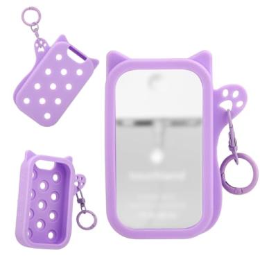 Imagem de Capa de Silicone para Touchland Power Mist & Glow Mist 30ml, Design Fofo Gatinho Suporte Chaveiro Acessório Spray Desinfetante para as Mãos Design com Furo Sem Pingente (Roxo)