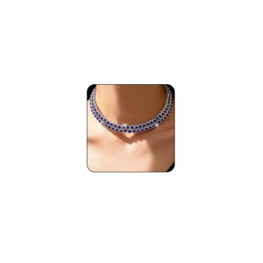 Imagem de Otxas Colar de strass feminino delicado prata gargantilha para mulheres, colar de zircônia cúbica brilhante em camadas, joia de noiva, Adjustable, Metal, Sem Pedra Preciosa