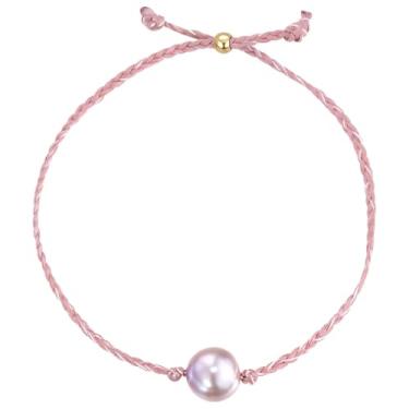 Imagem de Pulseira ajustável de pérolas barrocas, pérola central removível, corda de liga, caixa de presente e pano prateado incluídos