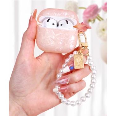 Imagem de Boaretiu Capa para Airpods 4 para mulheres meninas meninas bonito Kawaii - com chaveiro feminino elegante capa capa para Airpod 4ª geração 2024, Shell