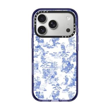 Imagem de CASETiFY Capa Impact para iPhone 17 Pro [fina/compatível com Magsafe/2,5 m. Proteção contra quedas de grau militar 4X] - Moon Caravan Toile - Azul macio