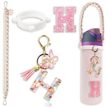 Imagem de Acessórios de letras para garrafas de água Owala – 680 g 947 g 1,134 g, com lindo pingente inicial e alça de alça, compatível com Free Sip, copo de café, Owala Kids, Sway, Stanley Cup Accessories