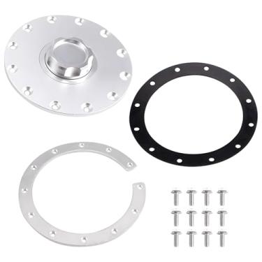 Imagem de Com vedação segura, ajuste universal, duas juntas e doze parafusos incluídos, junta de tampa de tanque de combustível de alumínio automotivo, acessório de modificação de design flangeado