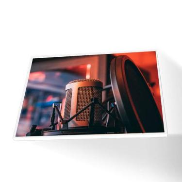 Imagem de Quadro Microfone Canvas Com Vidro - Center Molduras, 40x30 Baixa, Bran