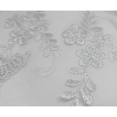 Imagem de Tecido Tule Bordado Embroidery (Branco, 0,50m x 1,32m)