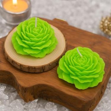 Imagem de Velas Rosa Kit 5 Flor decoração festa lembrancinha casamento eventos 30g (Verde)