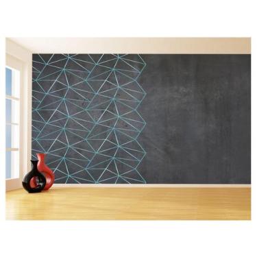Imagem de Papel De Parede Concreto Linhas Azul Turquesa 3,5M Kkt299 - Você Decor