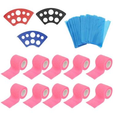 Imagem de Capas para caneta de tatuagem com fitas adesivas 200 unidades de mangas azuis para máquinas de tatuagem Proteção à prova de deslizamento para tatuadores Inclui 10 unidades de (Rosa)