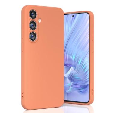 Imagem de Boaixiaen Compatível com Samsung Galaxy S24 FE, capa de telefone à prova de choque de silicone líquido fino macio TPU com proteção total à prova de choque para Galaxy S24 FE 5G 6,7 polegadas (Kumquat)