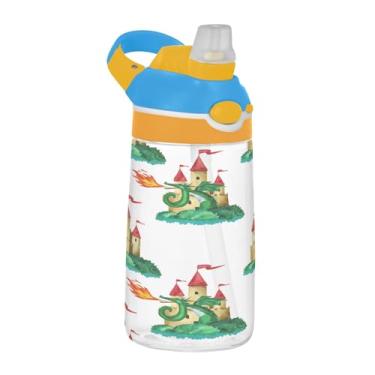 Imagem de SEHANY Garrafa de água infantil engraçada de dinossauro, durável Tritan livre de BPA, copo de água de plástico transparente para crianças pequenas, garrafas de água esportivas de boca de pato à prova