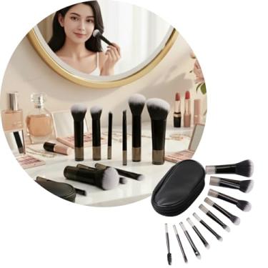 Imagem de STYD Kit 10 Pincéis de Maquiagem com Estojo Portátil, Cerdas Sintéticas Macias para Base, Pó, Blush, Corretivo e Sombras, Travel Size (Preta)