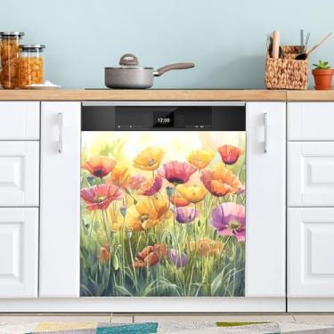 Imagem de ATTX Capa magnética colorida para lava-louças Grassy Meadow, 58,4 cm C x 66 cm A, decoração da capa da máquina de lavar louça, decalques de armário doméstico e eletrodomésticos adesivos #81