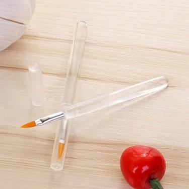 Imagem de 1 pincel labial transparente com tampa, alça portátil, delineador e delineador labial, pincel de maquiagem