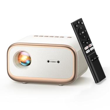 Imagem de VIZONY Projetor inteligente com WiFi 6 e Bluetooth, compatível com aplicativos Netflix/YouTube/Prime Video, 550 ANSI, foco automático e Keystone, motor óptico totalmente selado, projetor nativo 1080P