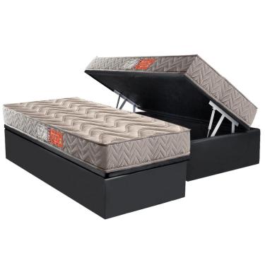 Imagem de Cama Box Baú Solteiro: Colchão Espuma D45 Paropas Pasquale Gray + Base CRC Suede Gray (88x188)
