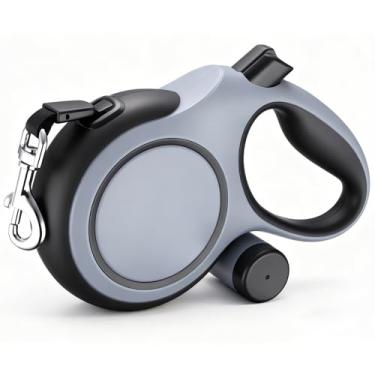 Imagem de Segarty Guia de caminhada de 6 m com suporte de bolsa de cocô para cães de até 50 kg, coleira retrátil para cães com alça antiderrapante e trava de pausa de freio com uma mão, coleira sem