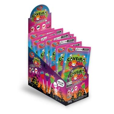 Imagem de Pirulito Caveira Boom com cristais de açúcar explosivos dp com15 unidades de 12g