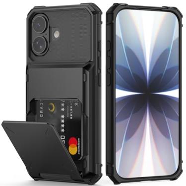 Imagem de Nvollnoe Capa compatível com iPhone 17 com porta-cartões [loja 5 cartões] capa carteira resistente à prova de choque de camada dupla com compartimento para cartão oculto grande capa de armazenamento