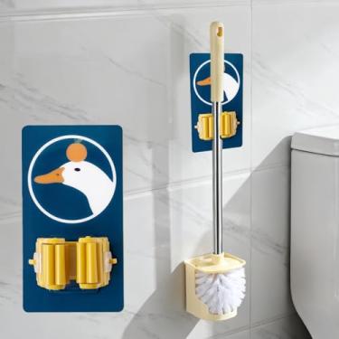 Imagem de Suporte de vassoura de parede criativo autoadesivo para casa - 1 peça de design de rolo, funciona como suporte de esfregão e armazenamento de cozinha