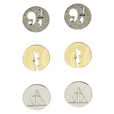 Imagem de Brincos femininos Harry Potter, pacote com 3, 24 cm de raio, cicatriz da Morte Hallows